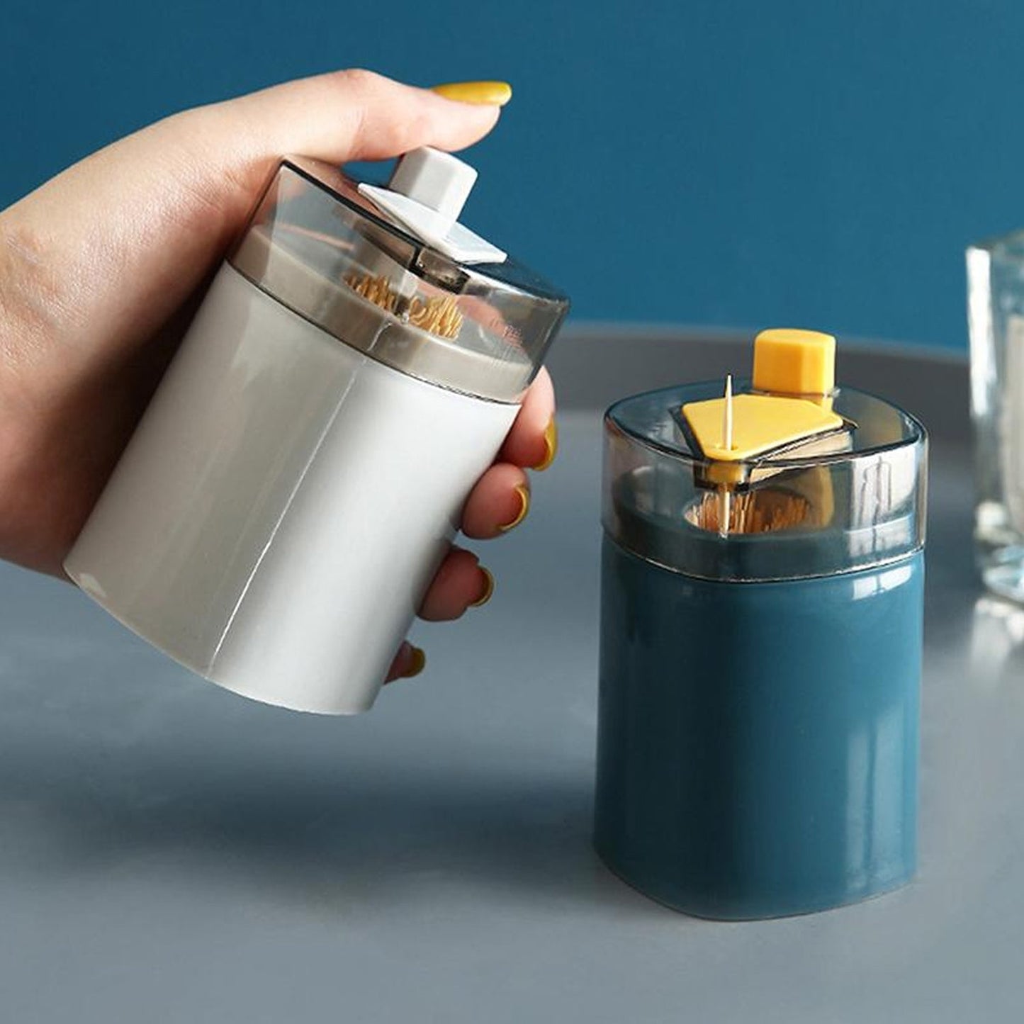 Toothpick Holder Dispenser, -Up Automatic Toothpick Dispenser for Kitchen Restaurant Thickening Toothpicks Container Pocket Novelty, Safe Container Toothpick Storage Box.