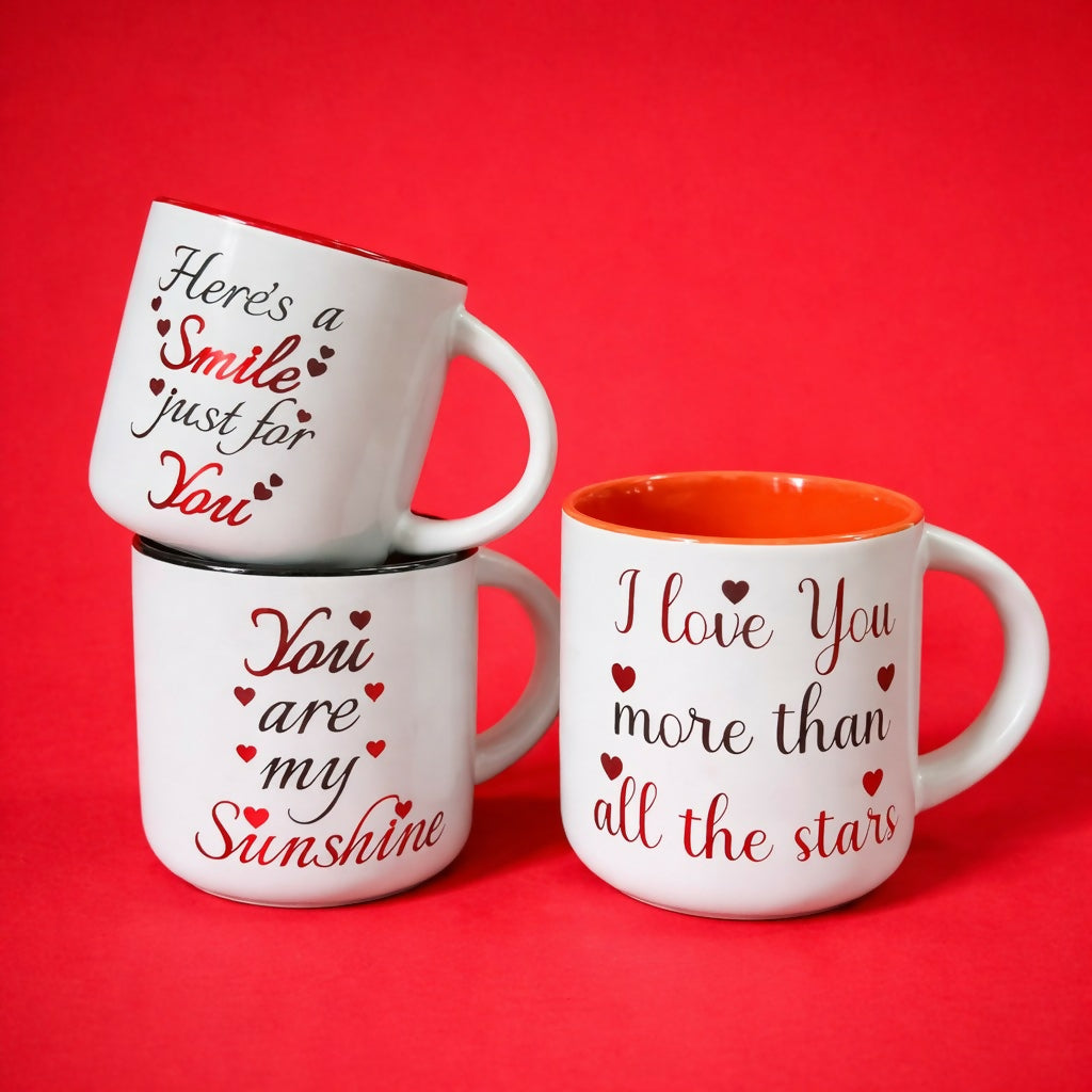 Printed Ceramic Coffee Mug with Gift Box Romantic Theme Cup