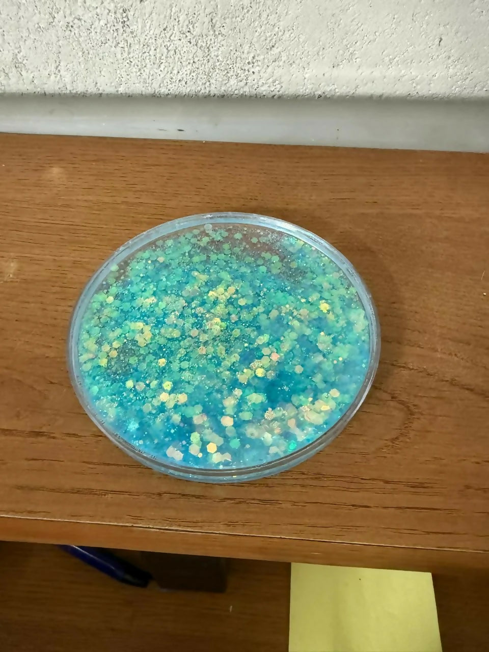 Light Blue Glitter Liquid Coaster Set Decorative Heat Resistant Cup Mat