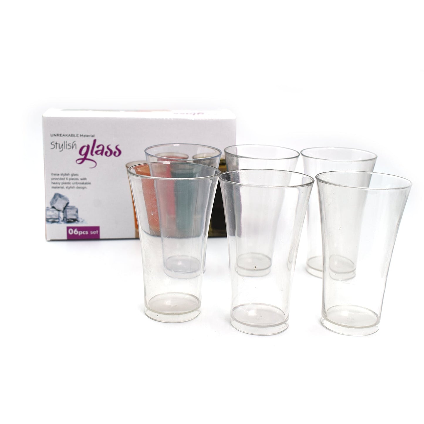 Plastic Drinking Glass Juice Glass Water Glass Set of 6 Transparent Glass