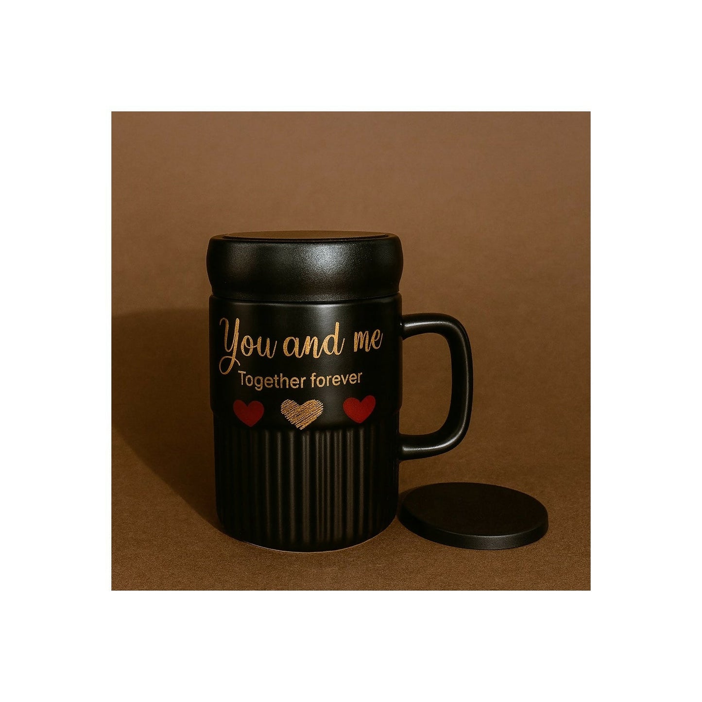 Premium Sweet Love Ceramic Mug with Lid & Spoon | Romantic Valentine Gift Cup for Couples | Leak-Resistant Lid, Large Capacity Coffee/Tea Mug | “Sweet Love†& “You & Me†Printed Heart Design | Microwave Safe | Ideal for Gifting