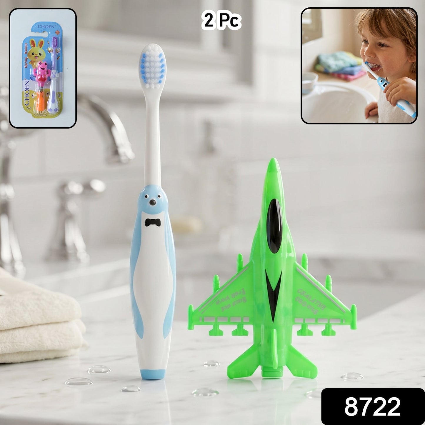 Kids Toothbrush and Airplane Keychain Toy Set