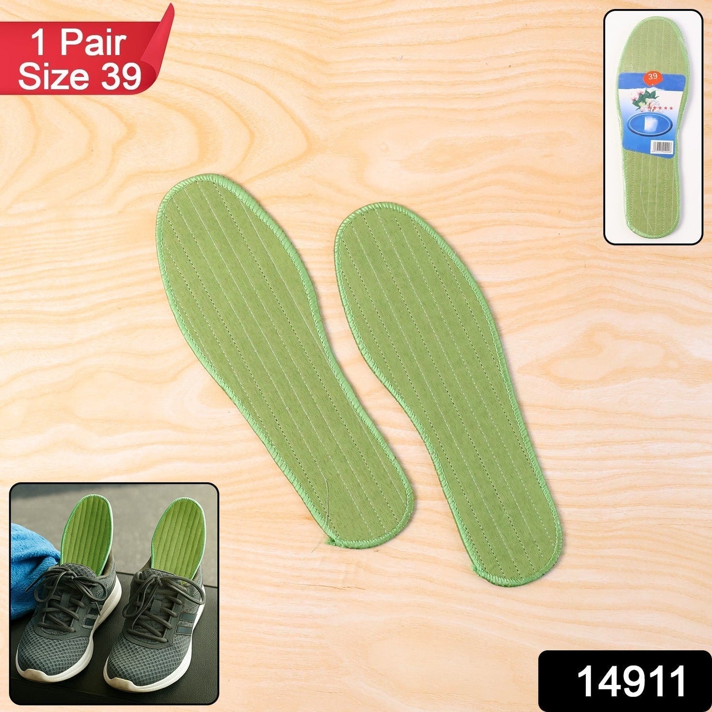Premium Comfort Shoe Insoles for Daily Foot Support Size 39 (1 Pair / Mix Design)
