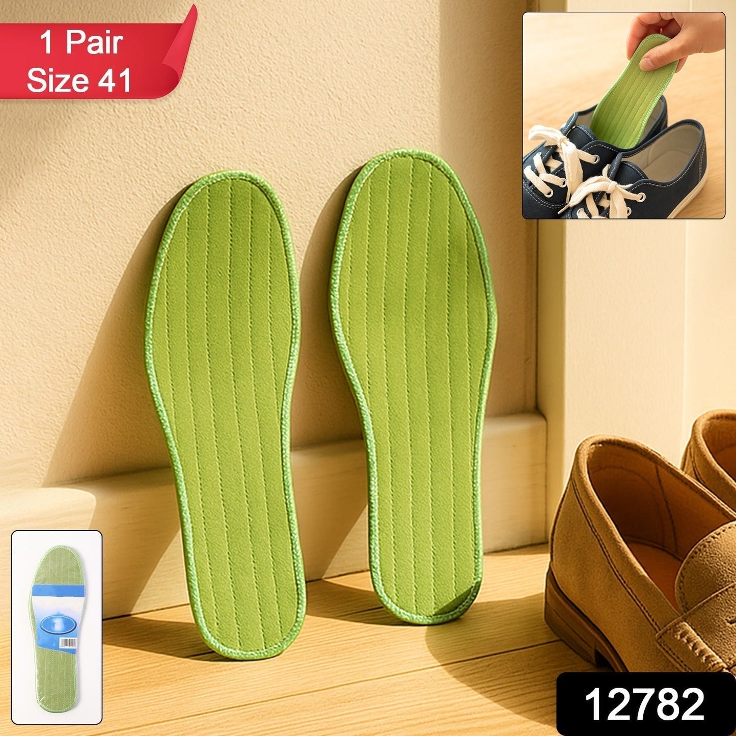 Premium Comfort Shoe Insoles for Daily Foot Support Size 41 (1 Pair / Mix Design)