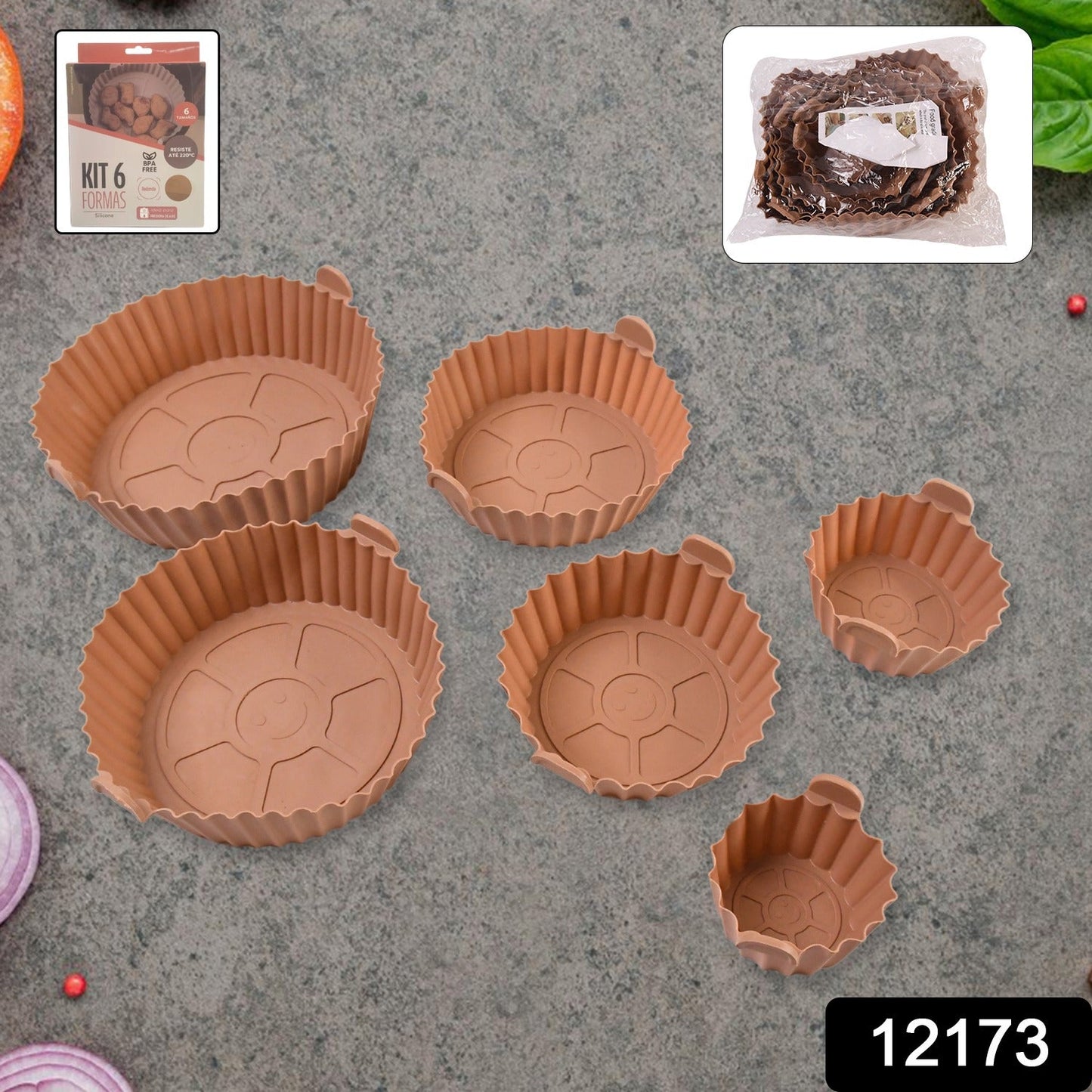 Air Fryer Reusable Silicone Pot with Handles (6 Pc set)