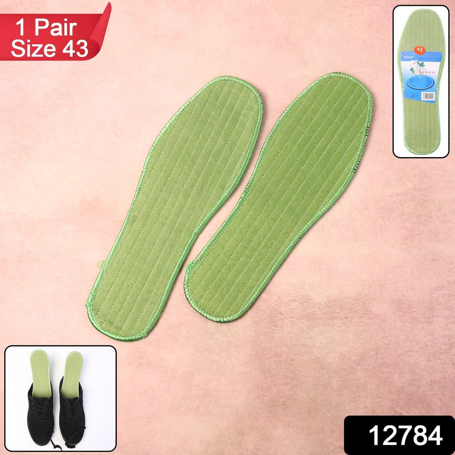 Premium Comfort Shoe Insoles for Daily Foot Support Size 43 (1 Pair / Mix Design)