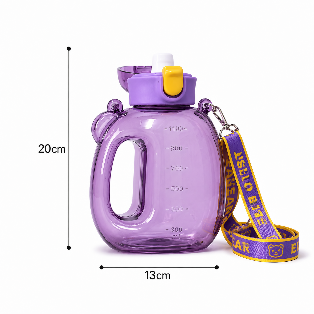 Purple 1200 ML Kids Water Bottle with Straw & Adjustable Carry Sling