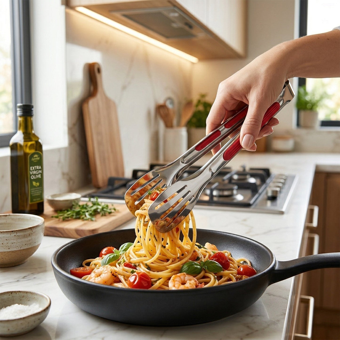 Stainless Steel Multi Purpose Kitchen Tongs with Anti Slip Grip (1 Pc)