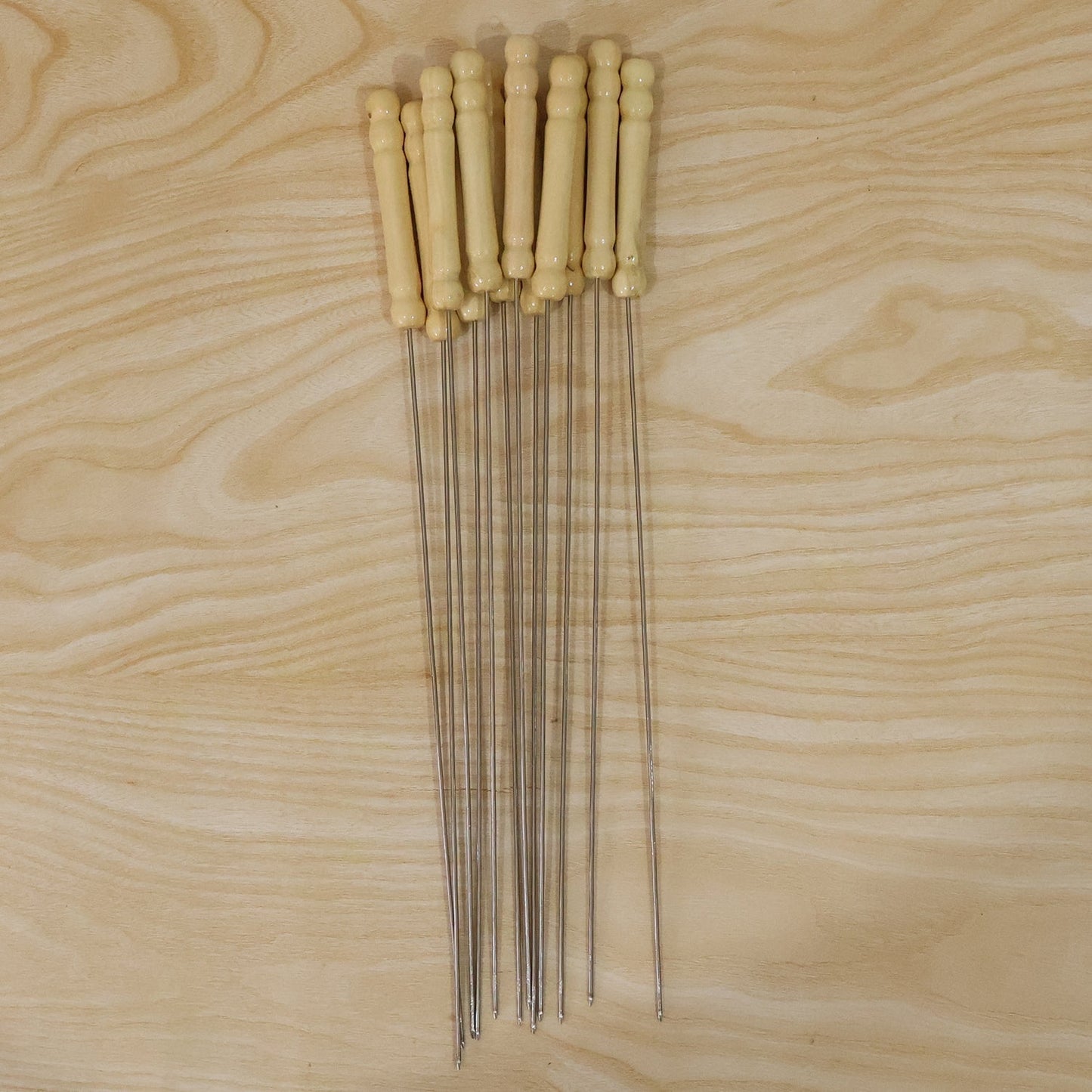 Stainless Steel BBQ Skewers with Wooden Handle (12 Pc)