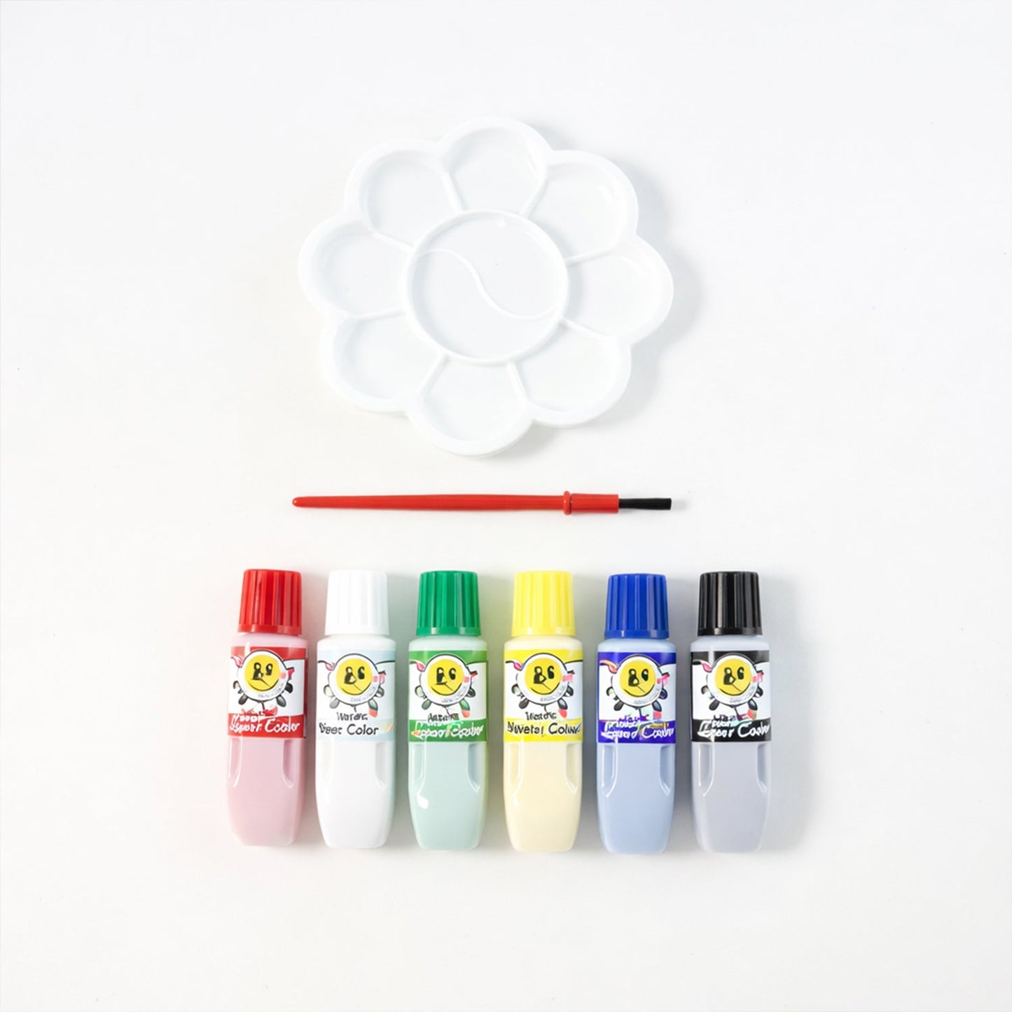 Kids Water Colour Painting Set with Brush & Mixing Palette (1 Set)