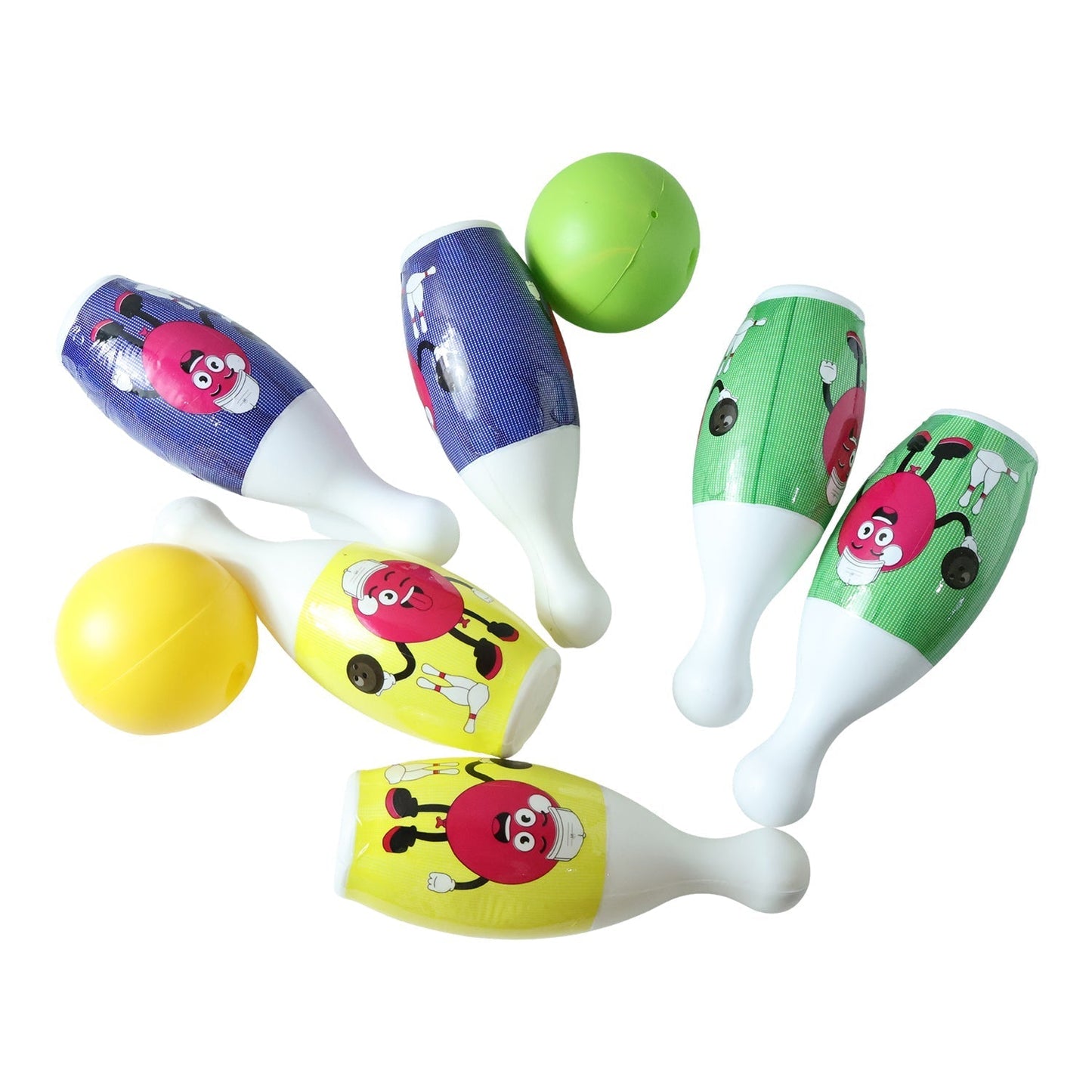 Kids Bowling Set with 6 Colorful Pins and 2 Balls (1 Set)