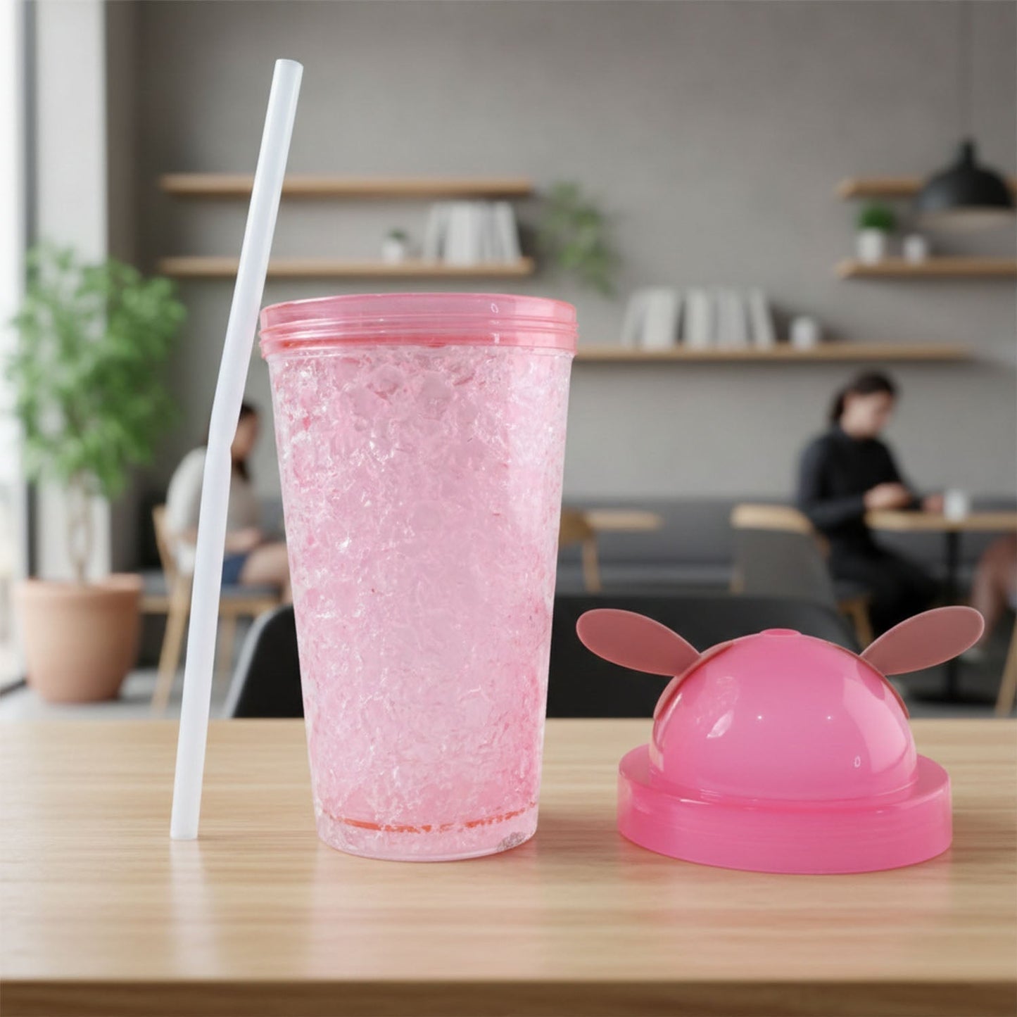 Cute Bunny Ear Design Tumbler Sipper Bottle (500 ML, 1 Pc)