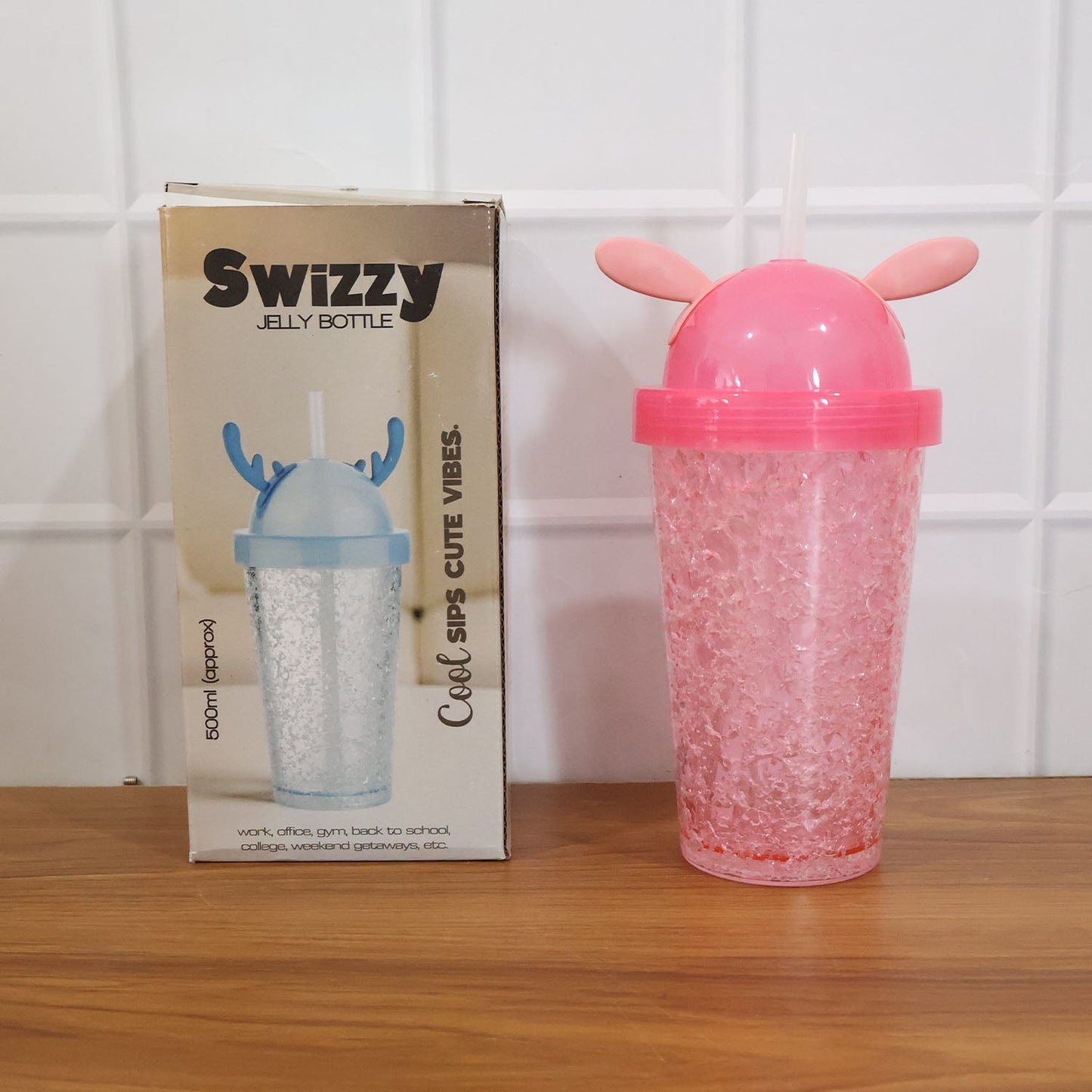 Cute Bunny Ear Design Tumbler Sipper Bottle (500 ML, 1 Pc)