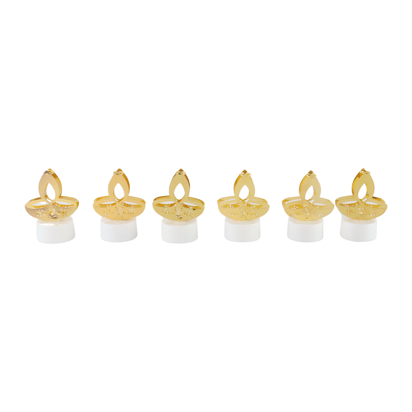 Golden Diya Shaped LED Tealight Candles (6 Pc)