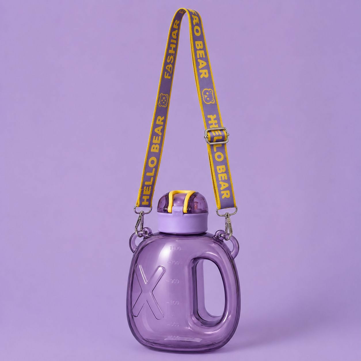 Purple 1200 ML Kids Water Bottle with Straw & Adjustable Carry Sling