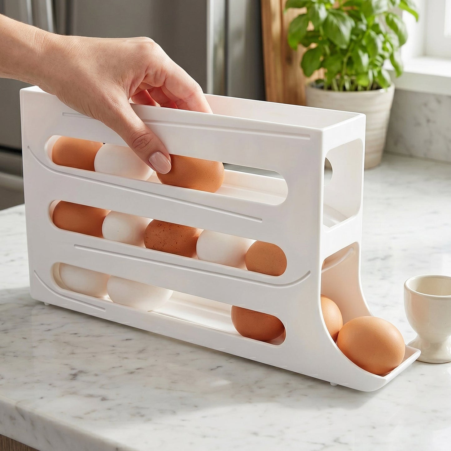Space Saving Plastic Egg Storage Tray Organizer (1 Pc)