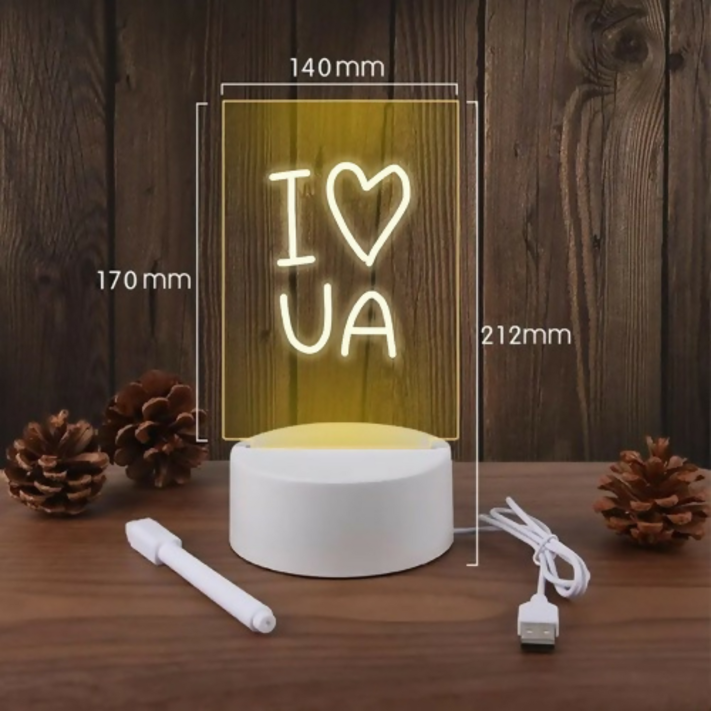 Custom LED Acrylic Night Lamp with Wooden Base