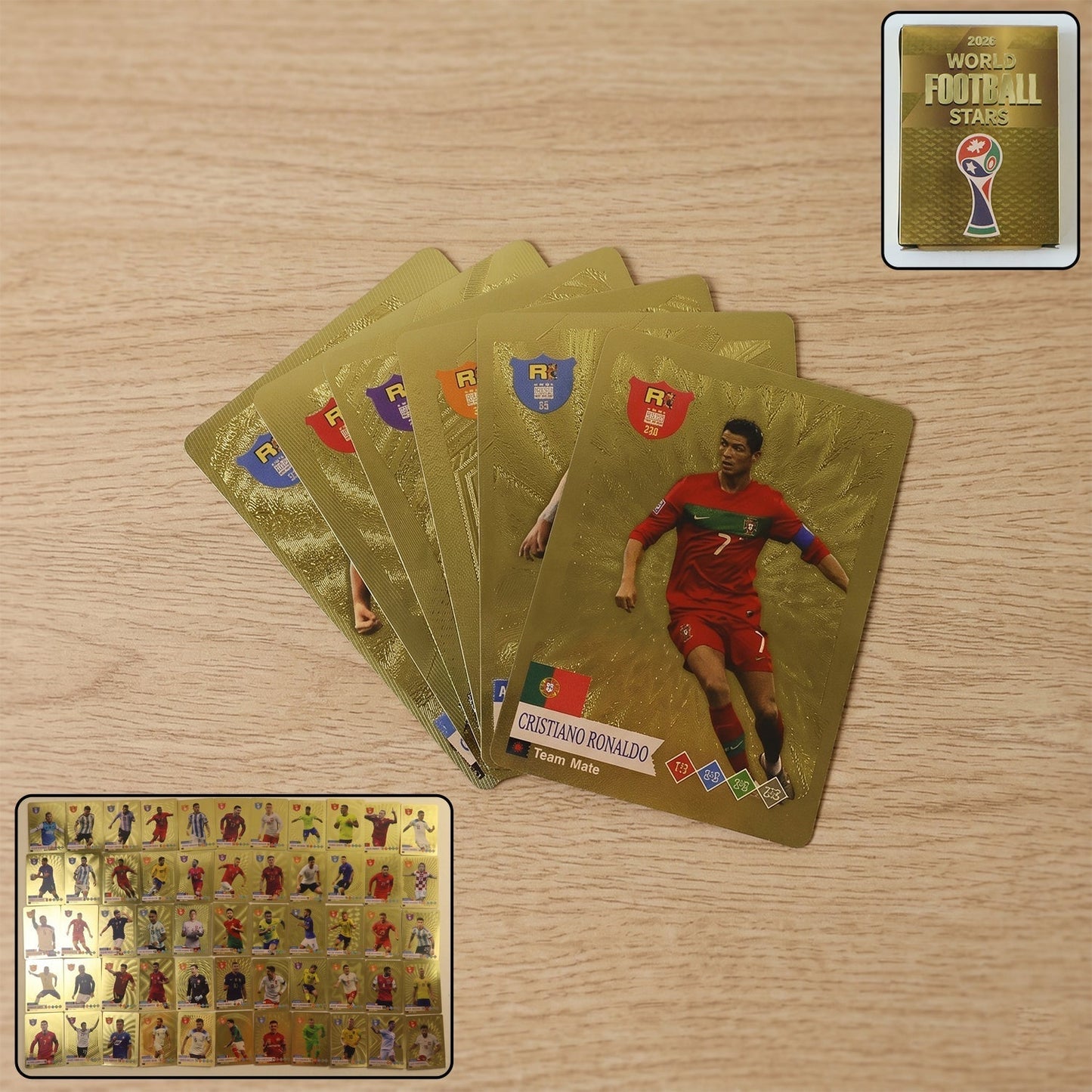 World Football Stars Card Set -Includes 1 Set of Football Player Trading Cards