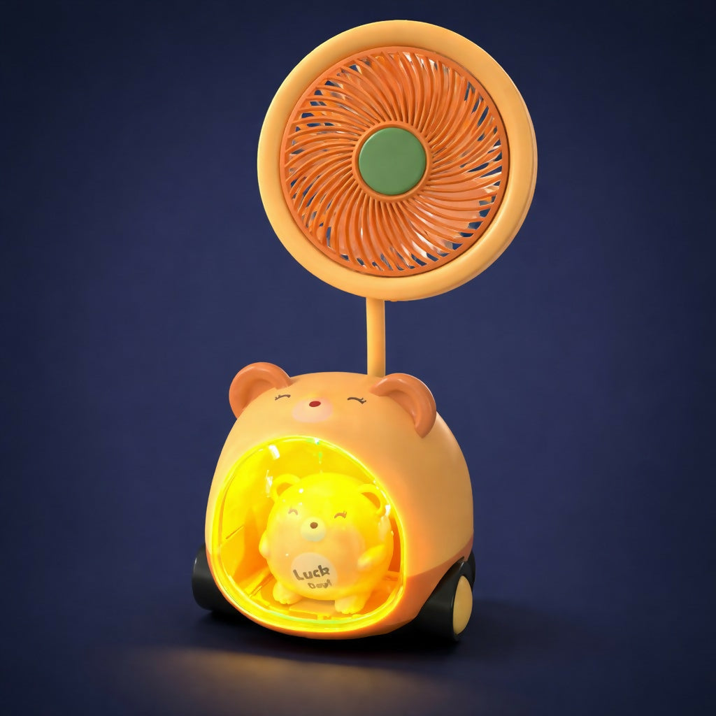 Cute Kids Desk Fan Pen Stand Sharpener with Night Lamp