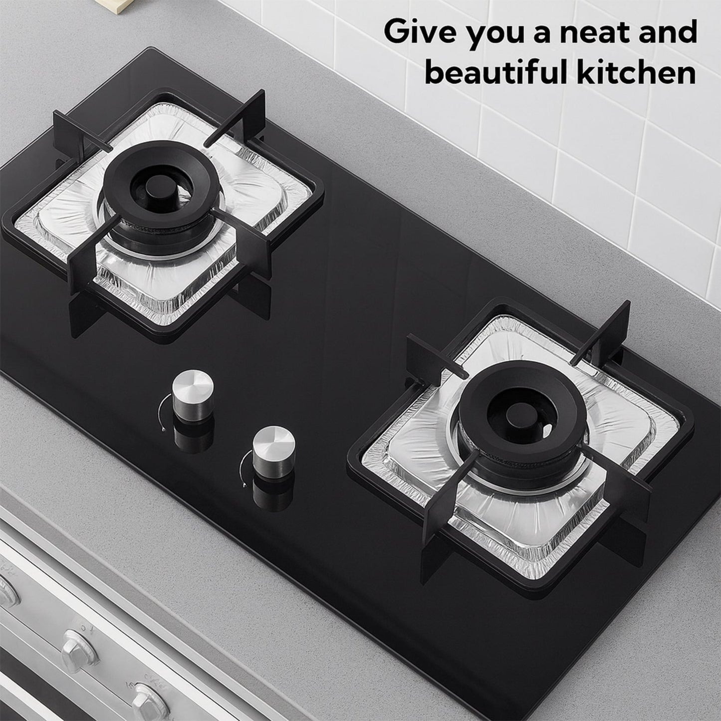 Aluminium Gas Stove Protector Covers (10 Pc, 23x23 cm)