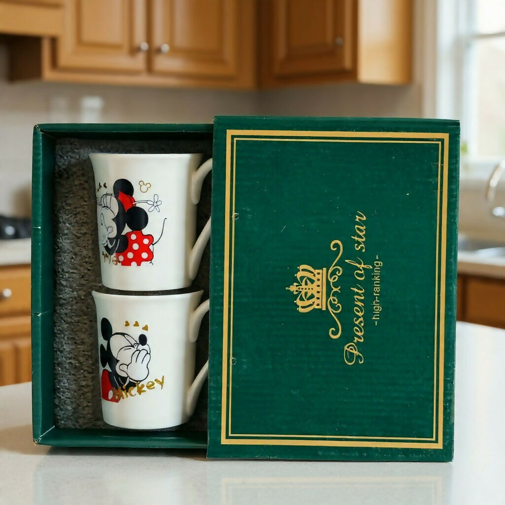 Cartoon Printed Ceramic Mug Set of 2 Gift Set with Premium Box