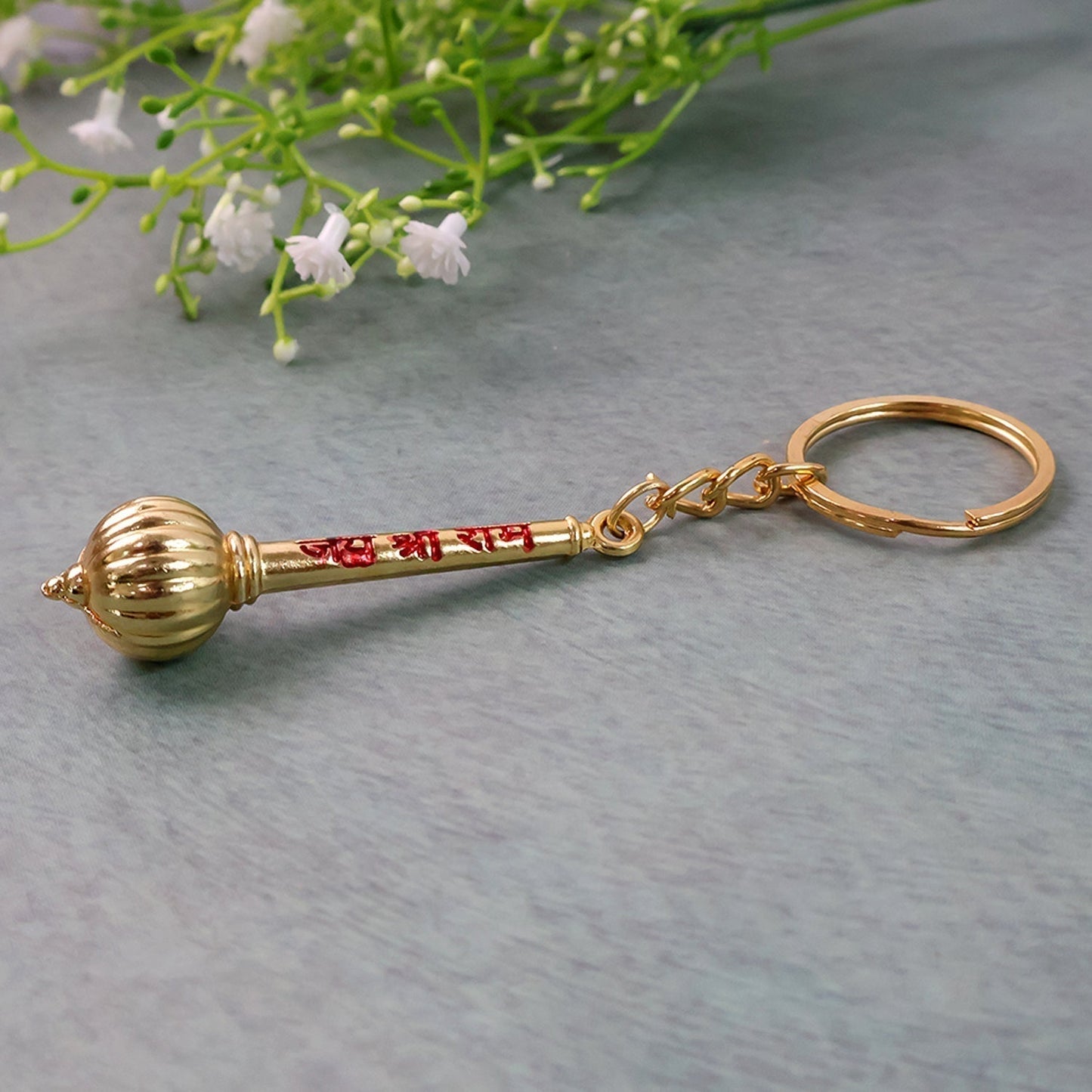 Mace Design “Jai Shree Ram†Golden Keychain (1 Pc)