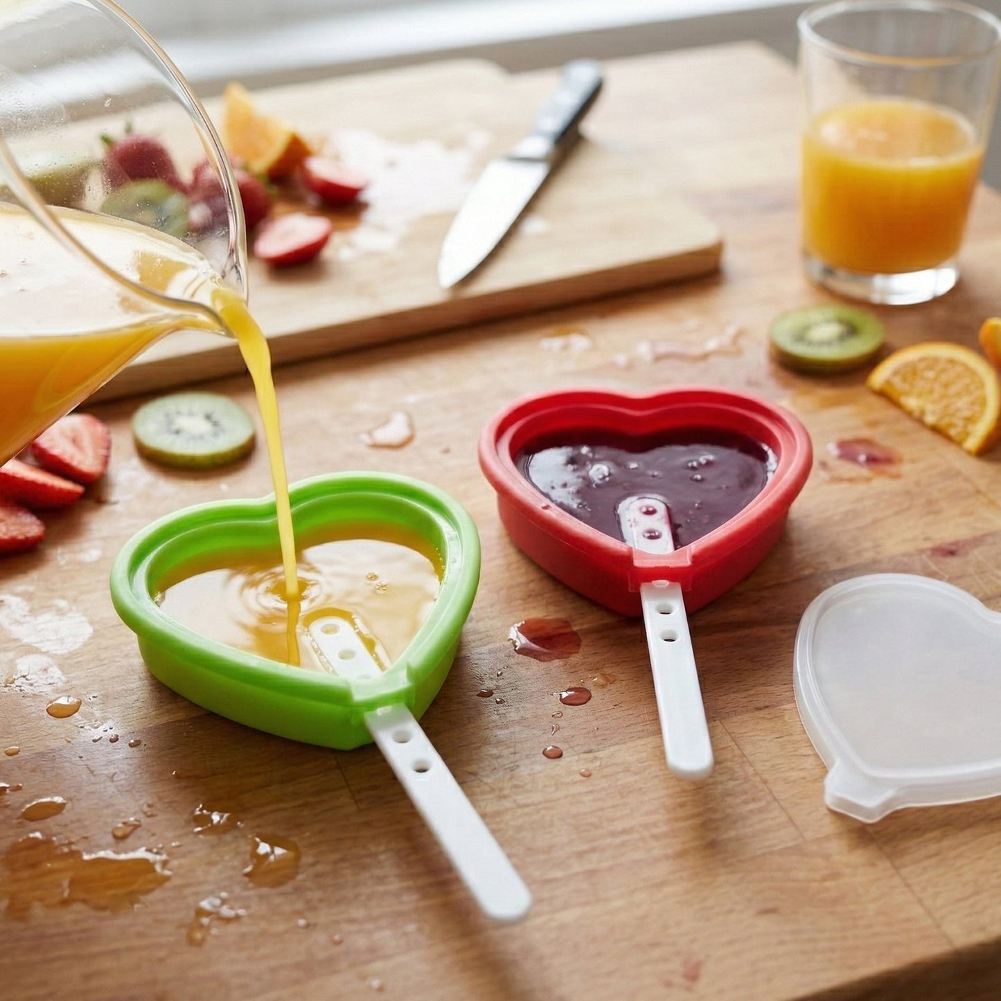 Premium Heart Shape Silicone Popsicle Mold Set 4 Pc