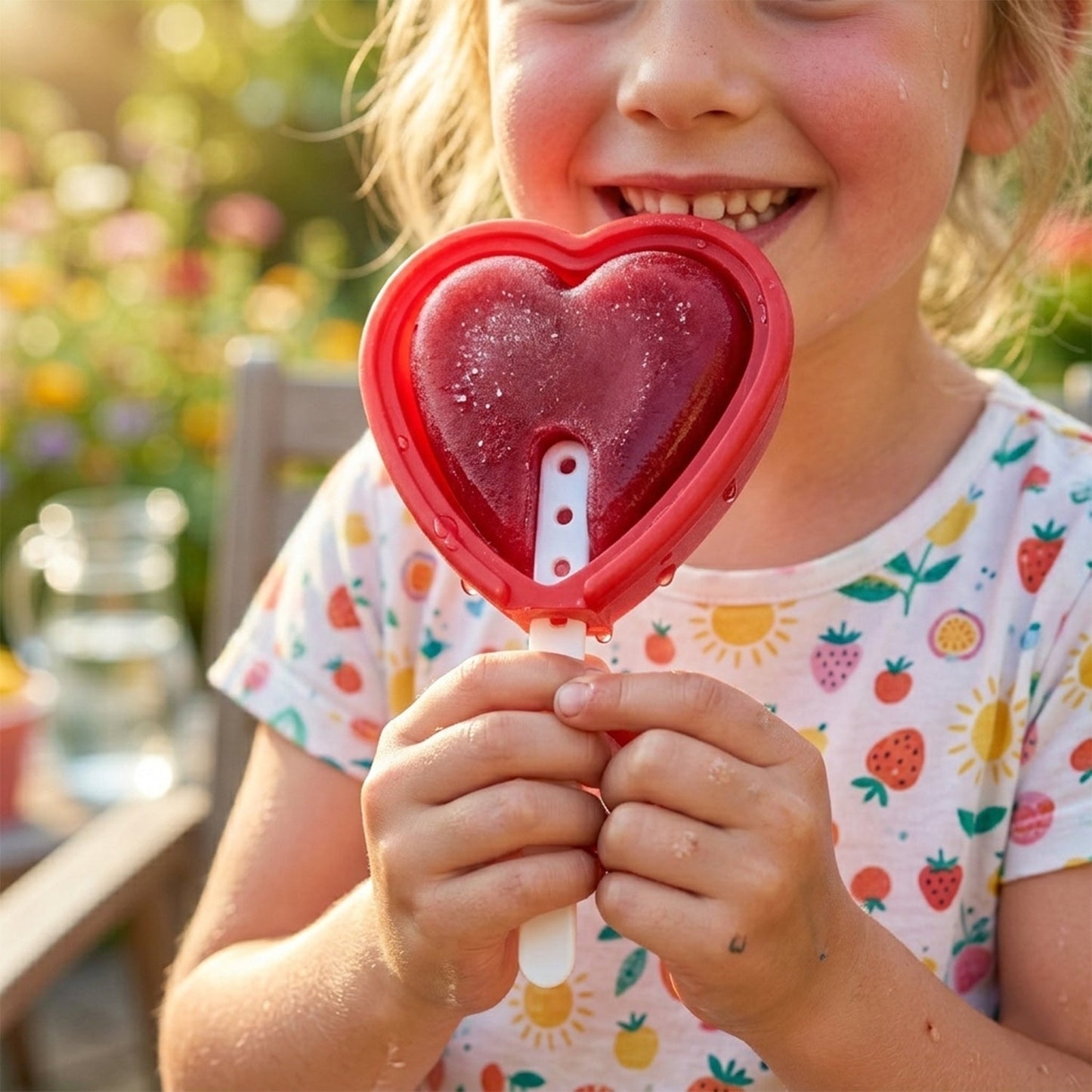 Premium Heart Shape Silicone Popsicle Mold Set 4 Pc
