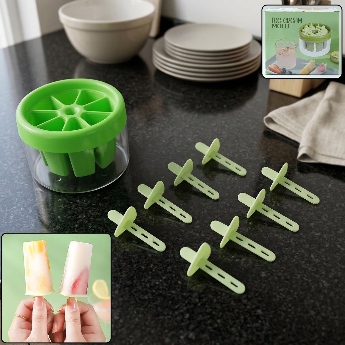 Plastic Ice Candy Maker 8 Mold Set
