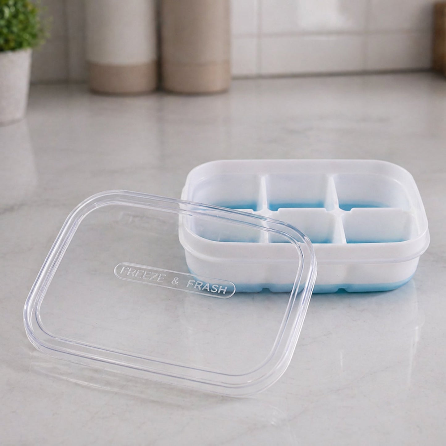 Mini Plastic 6 Cavity Ice Tray - Freeze & Fresh, Compact Ice Cube Tray