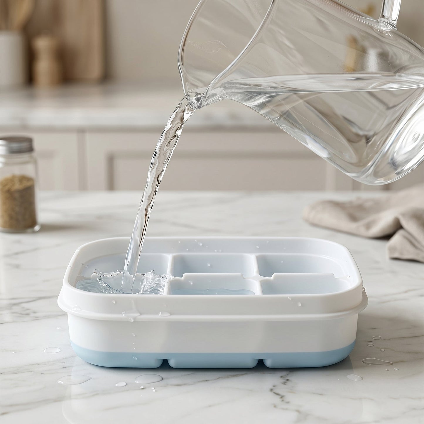 Mini Plastic 6 Cavity Ice Tray - Freeze & Fresh, Compact Ice Cube Tray