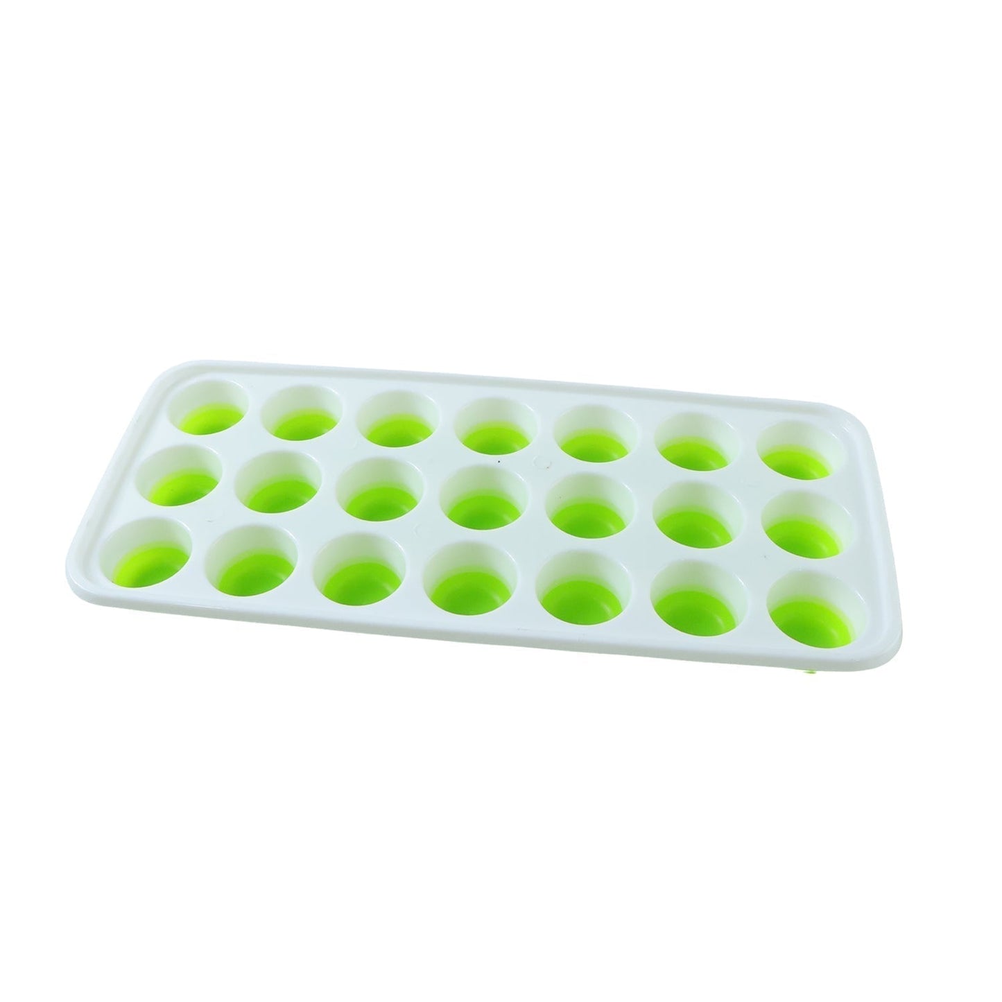 21 Grid Plastic Round Pop Ice Cube Tray with Lid (1 Pc)