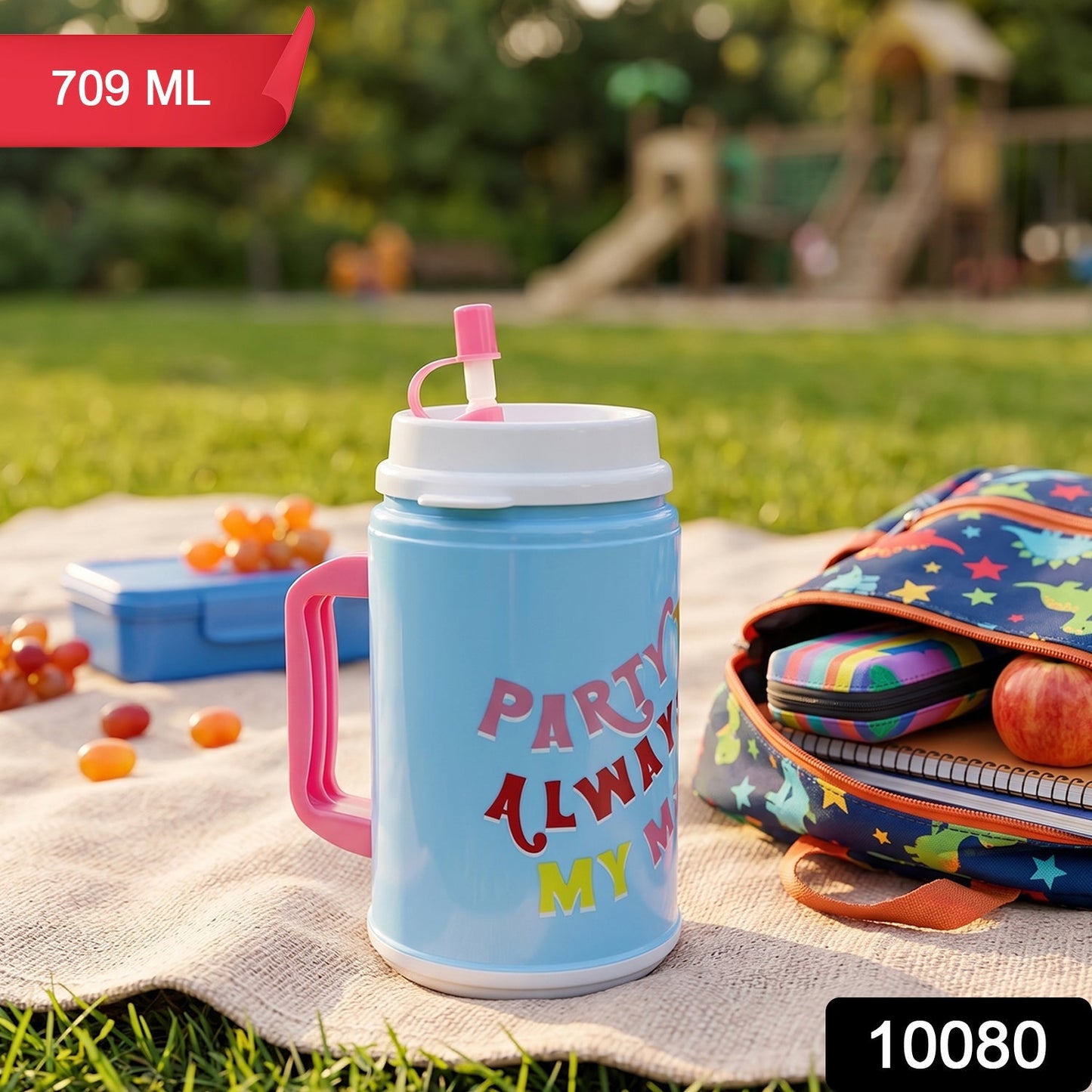 Big Plastic Insulated Mug With Straw 1 Pc 709 ML