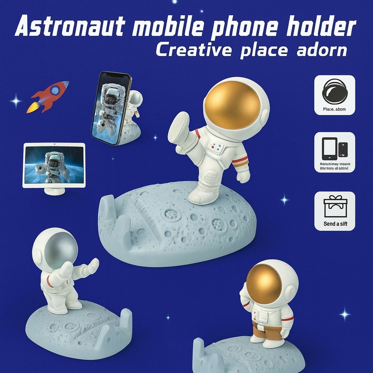 Astronaut Mobile Phone Holder Stand for Desk | Cute Space Theme Decor Gift