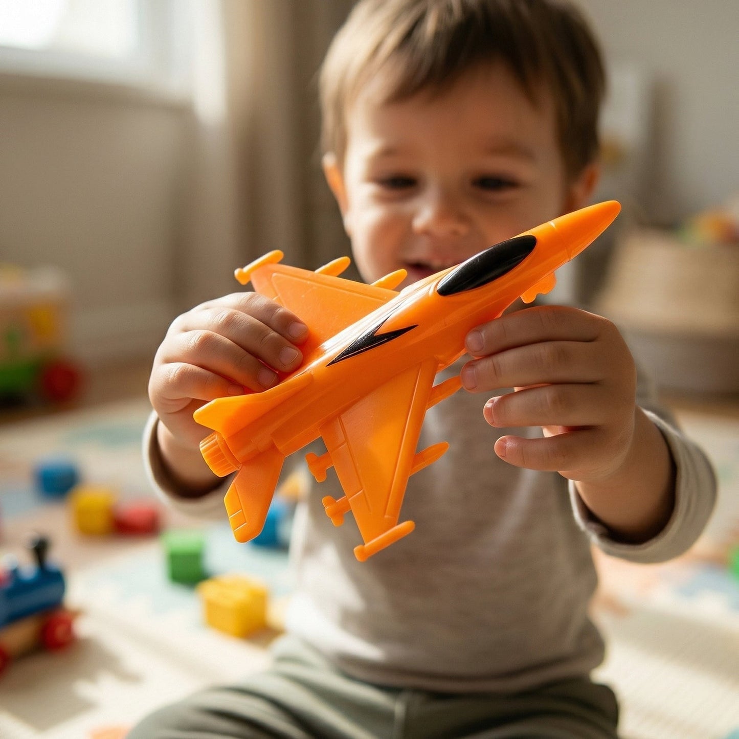 Kids Cartoon Toothbrush with Airplane Toy (2 Pc Set)
