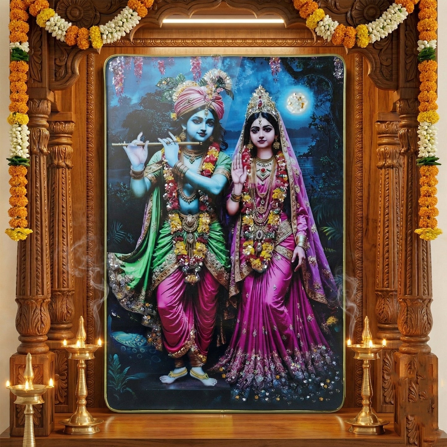 Decorative Radha Krishna Wall Frame 1 Pc (45x30 Cm)