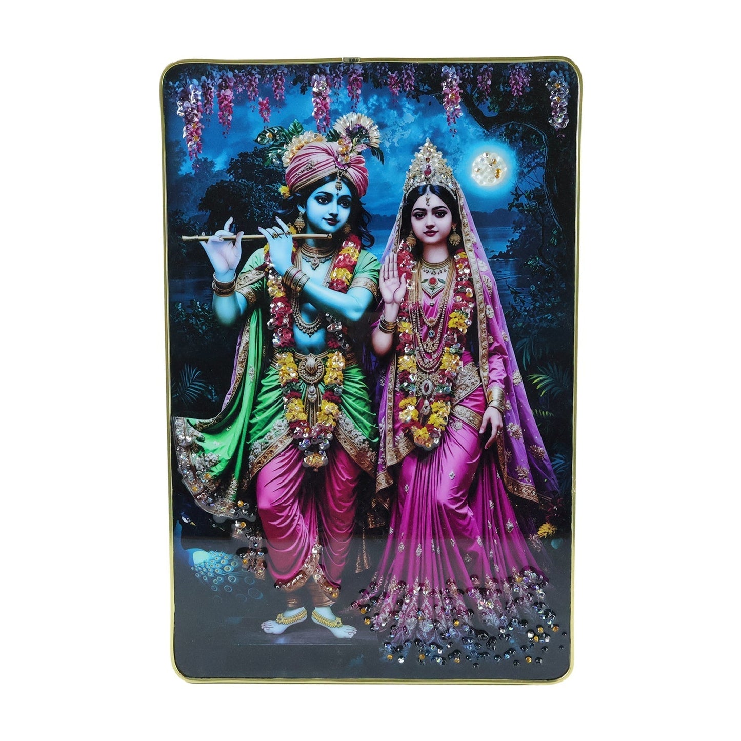 Decorative Radha Krishna Wall Frame 1 Pc (45x30 Cm)