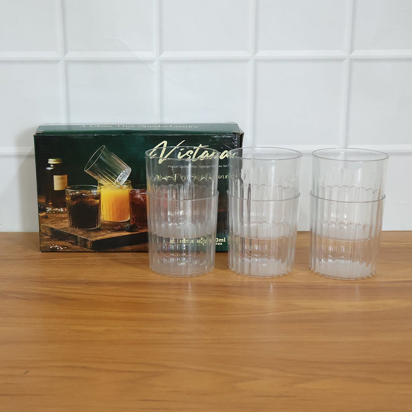 Premium Transparent Drinking Glass Set (6 Pc Set, 300 ML Approx)