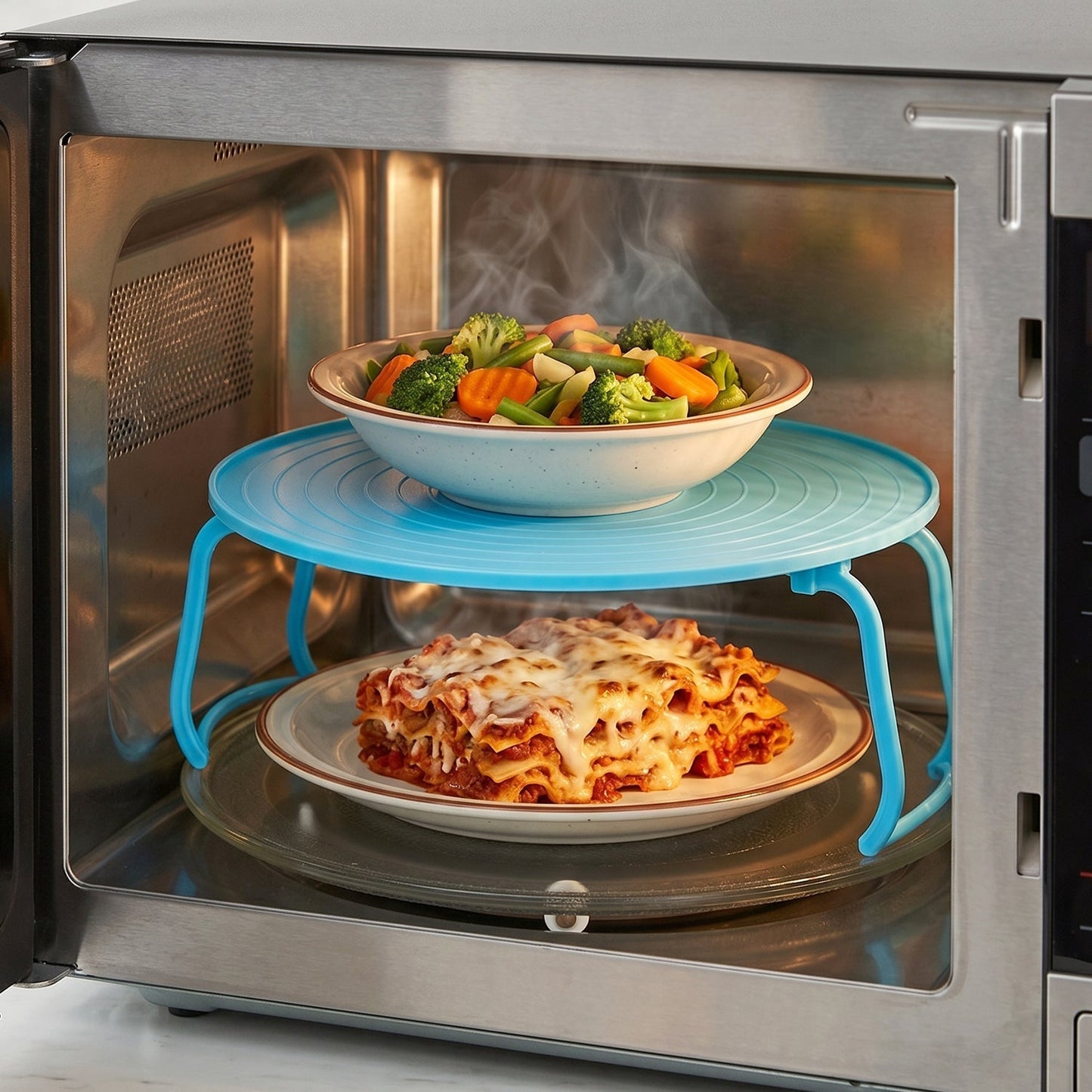 Decorative Non-Slip Plastic Serving Tray with Stand (1 Pc)