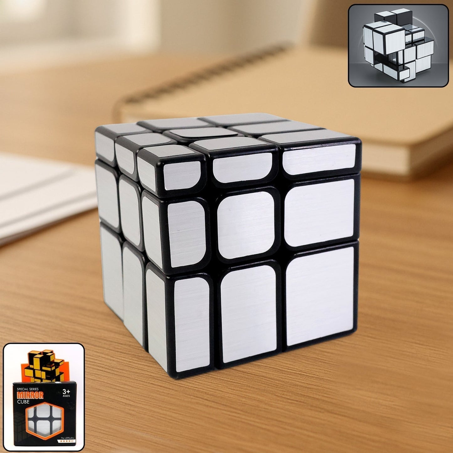 Mirror Cube – 3x3 Puzzle Cube with Reflective Silver Surfaces