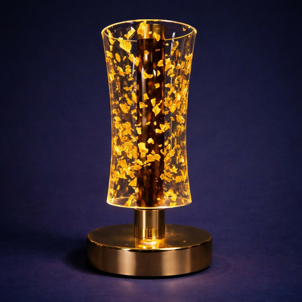 Crystal Glow LED Table Lamp with Elegant Gold Finish