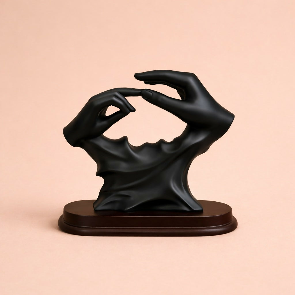 Abstract Hand Sculpture Showpiece with Gold Floral Design Decor