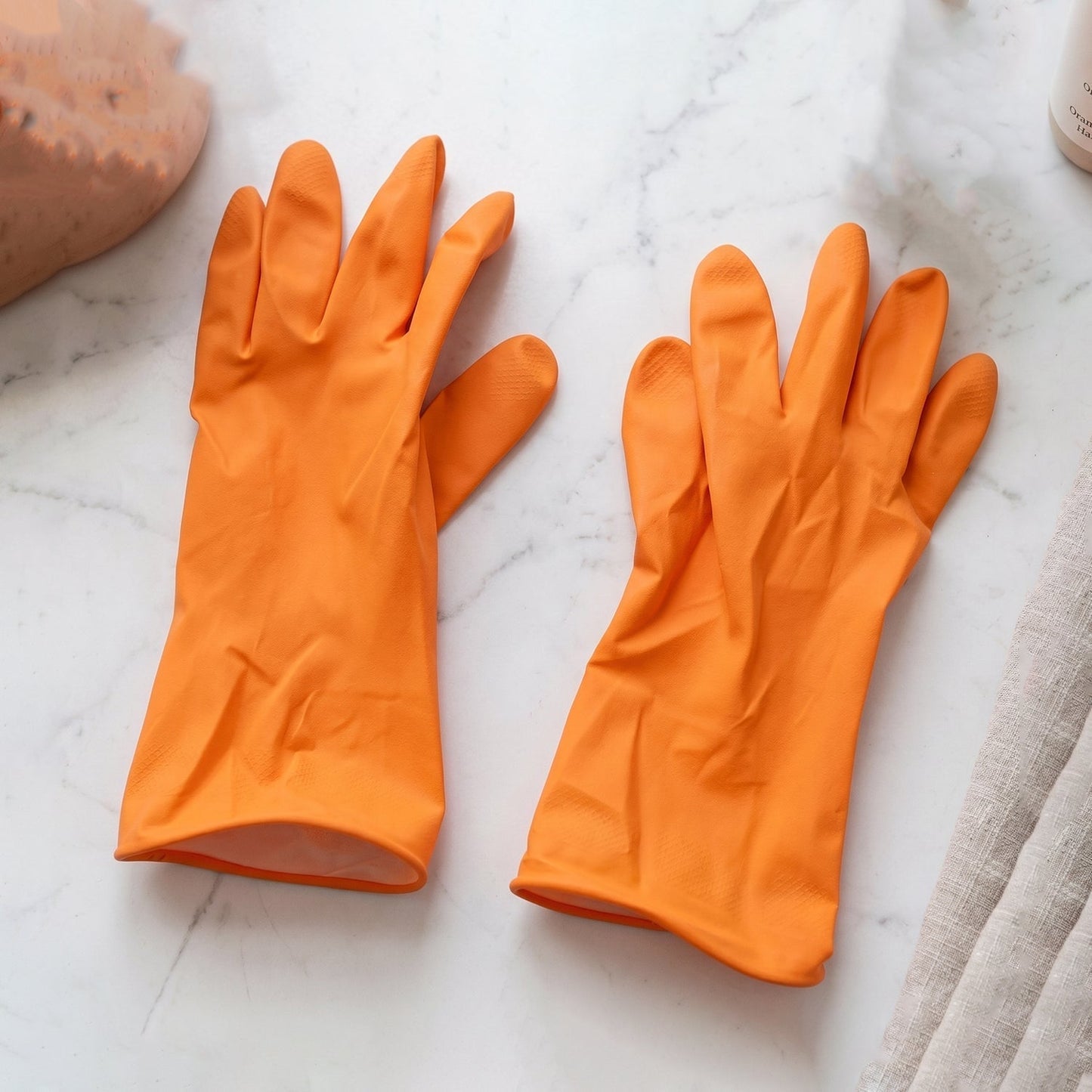 Large Victor Orange Cleaning Rubber Gloves Reusable Kitchen Dishwash (1 Pair)