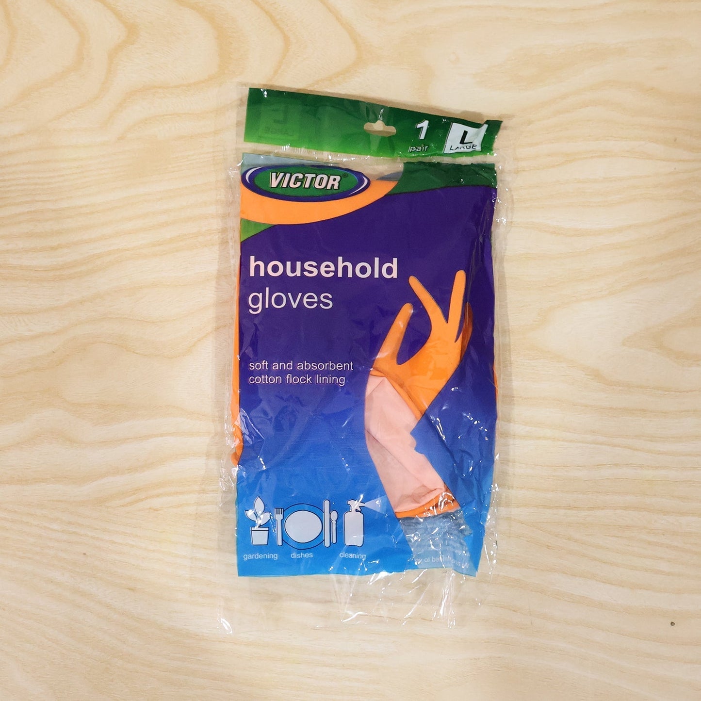 Large Victor Orange Cleaning Rubber Gloves Reusable Kitchen Dishwash (1 Pair)