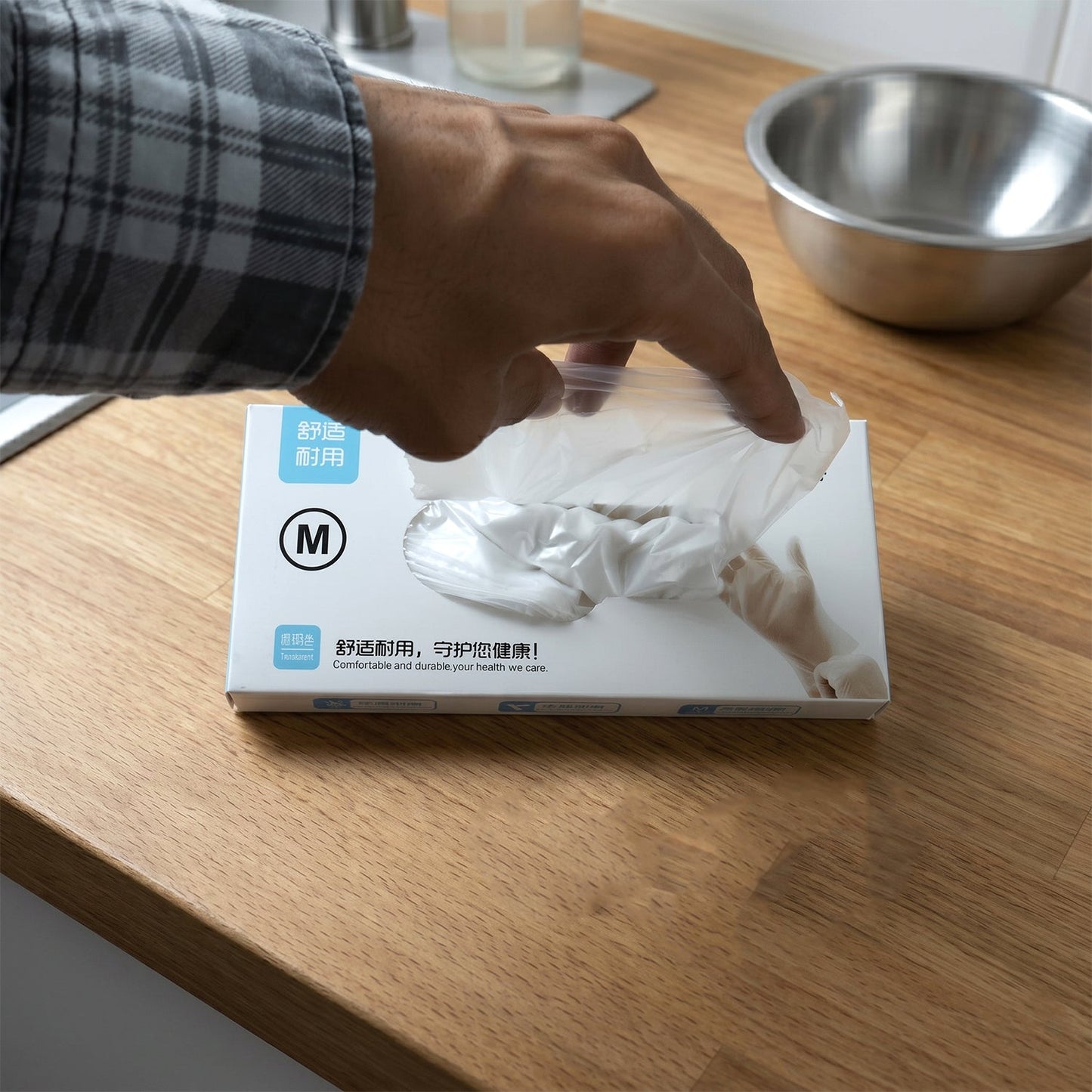 Disposable Clear Plastic Gloves (100 Pc, Medium)