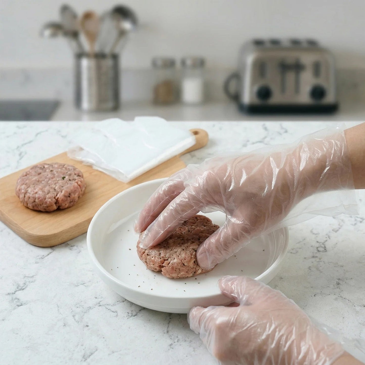 Disposable Clear Plastic Gloves (100 Pc, Medium)