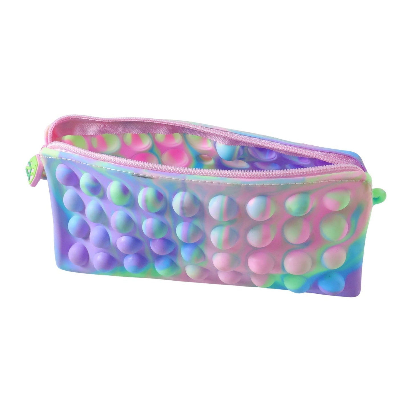 Multicolor Pop It Silicone Pencil Pouch for Kids, 21x10 cm