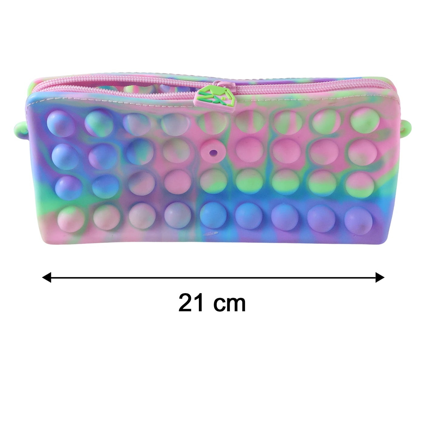 Multicolor Pop It Silicone Pencil Pouch for Kids, 21x10 cm