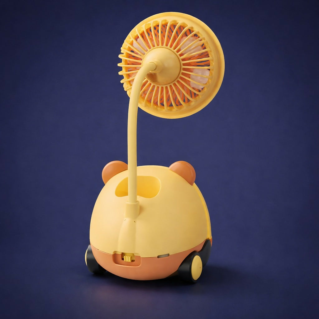 Cute Kids Desk Fan Pen Stand Sharpener with Night Lamp