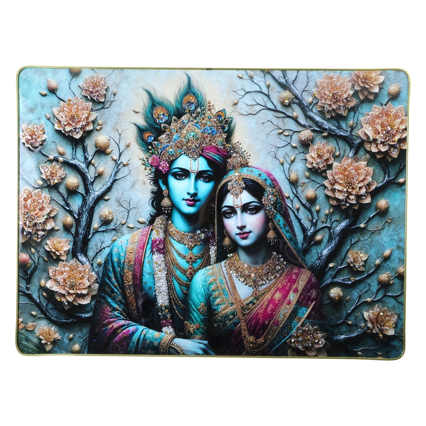 Premium Radha Krishna Decorative Wall Frame (1 Pc, 60x45 Cm)